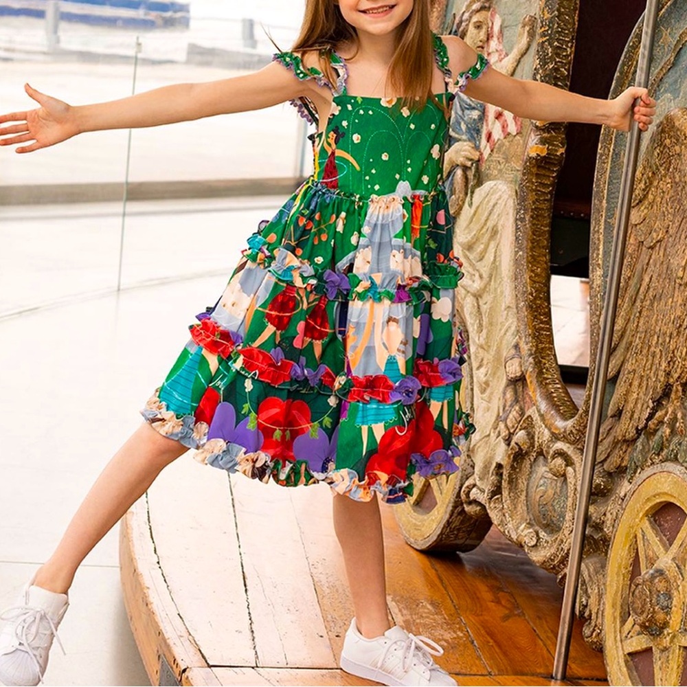 jolie mini couture Amelie dress tiered novelty print playground ruffle smock 12